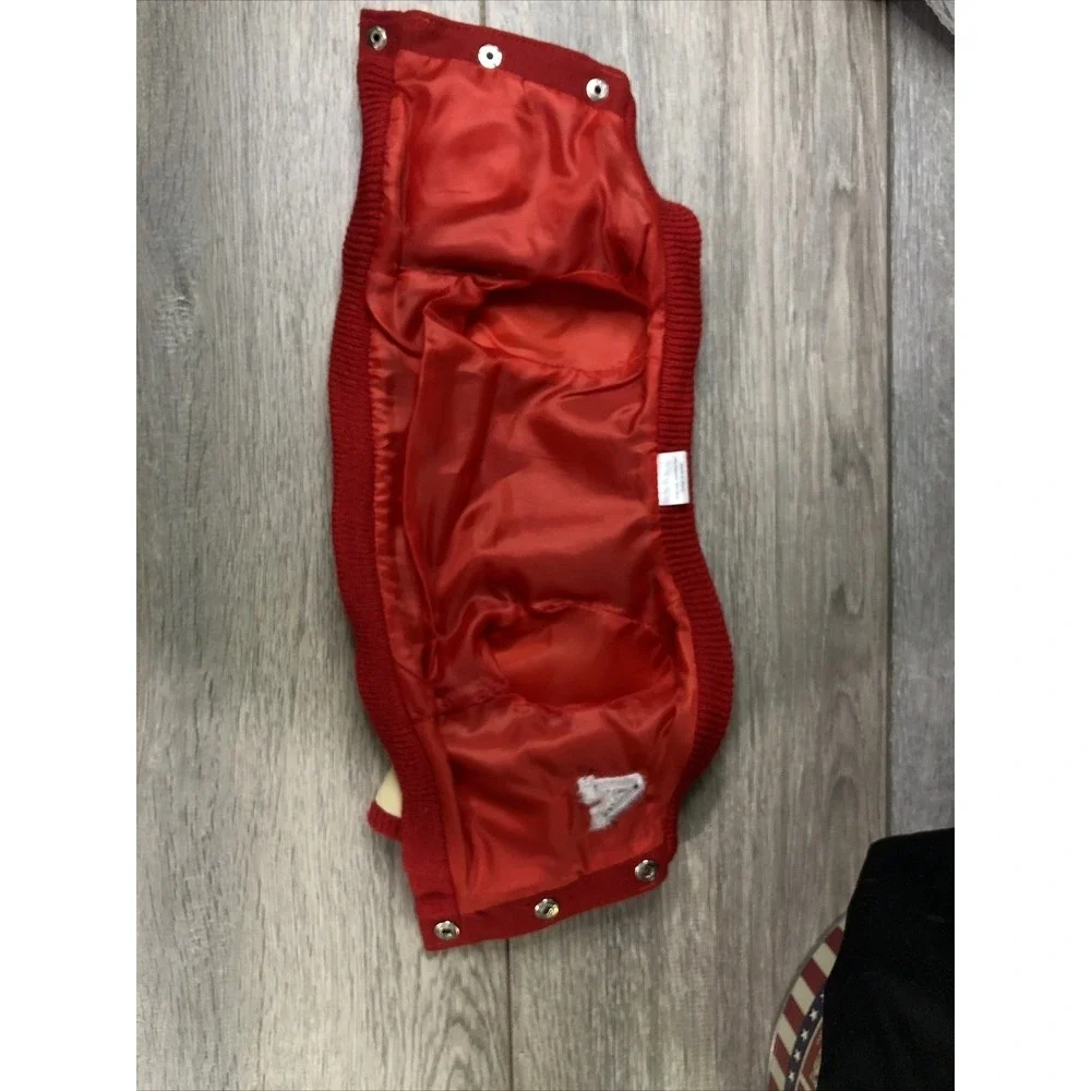 Miniature Red Wool Varsity Letterman Jacket for Pet or Doll Cream Sleeves Size S